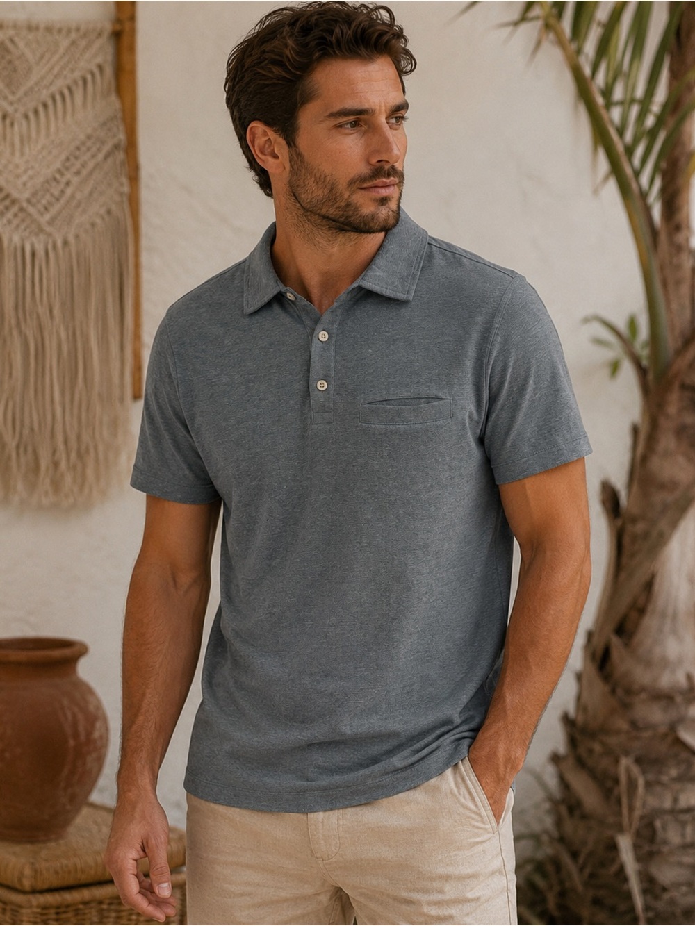 Goodfellow & Co Men’s Blue Grey Polo Short Sleeve Shirt